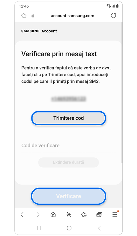 Ecran de verificare a mesajului text.