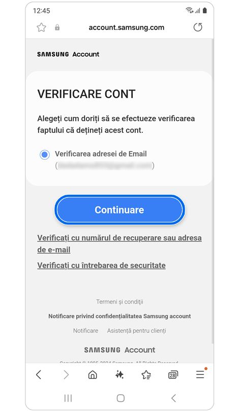Opțiuni de metode de verificare.