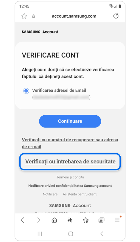 Opțiuni de metode de verificare.
