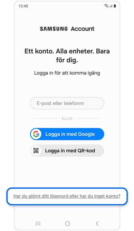 Alternativ för att logga in på konto.