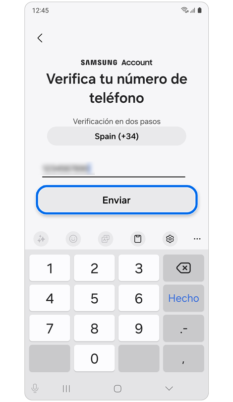 Pantalla de verificación de dos pasos