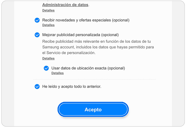 Página de términos y condiciones