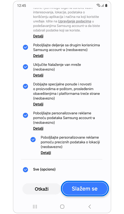 Ekran uslova korišćenja