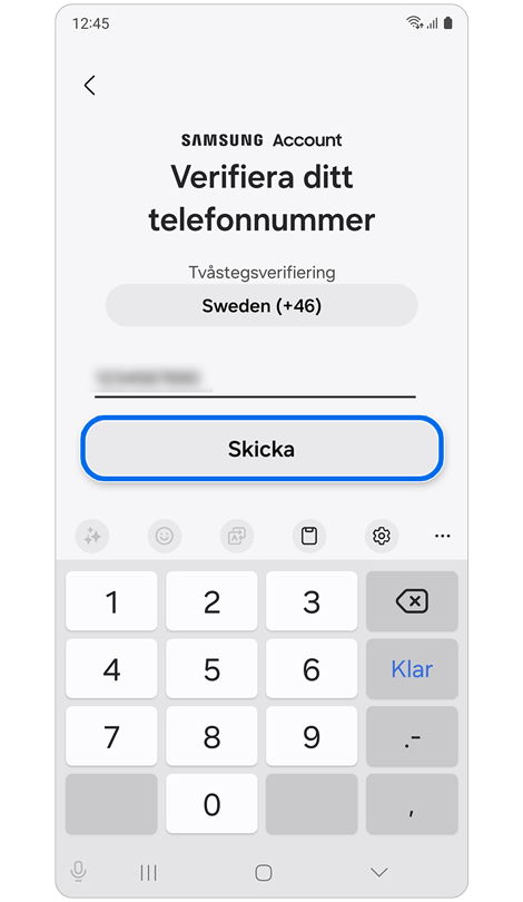Skärm för 2-stegsverifiering