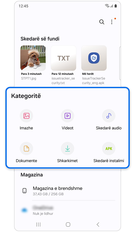 Ekrani kryesor Skedarët e Mi.
