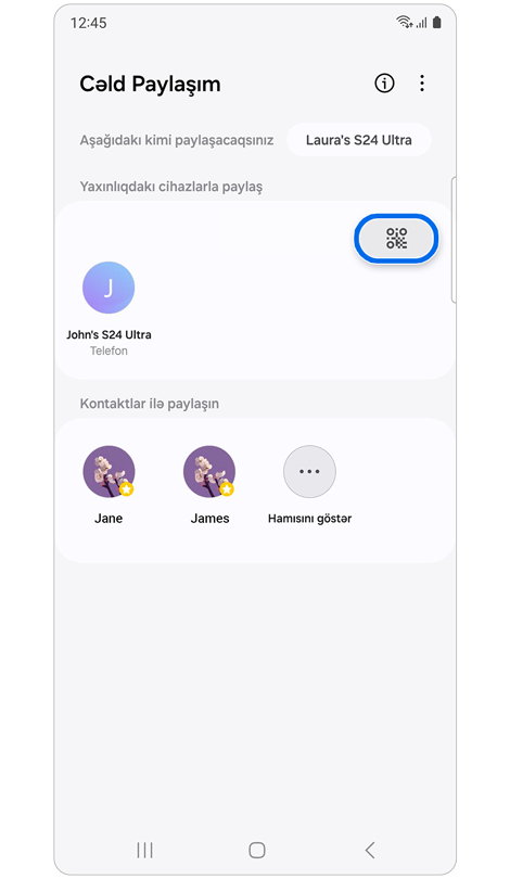 Cǝld Paylaşım əsas ekranı.