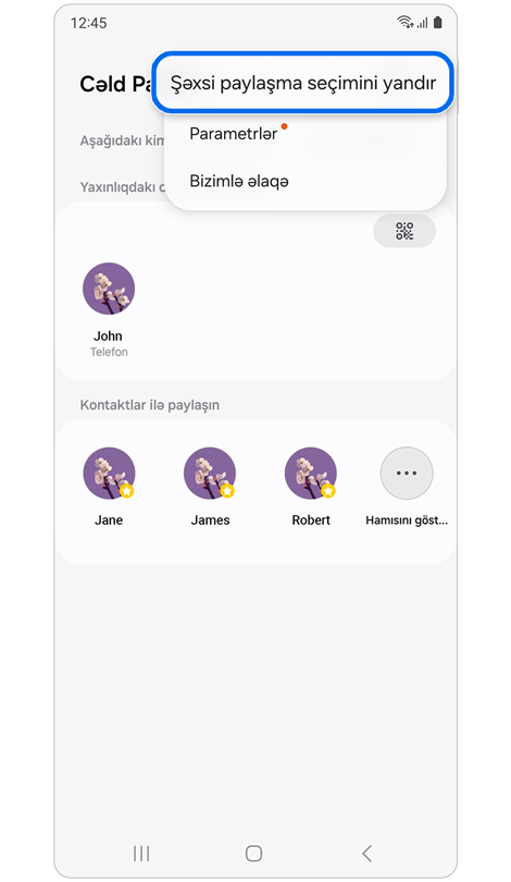 Cǝld Paylaşım əsas ekranı.