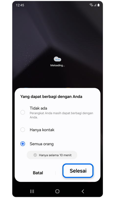 Pilihan untuk siapa yang dapat berbagi file dengan Anda.