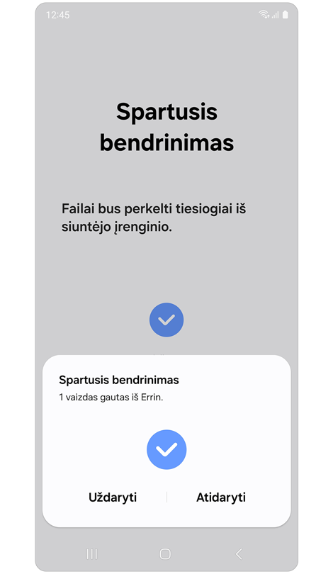QR kodo skaitytuvas gavėjo telefone.