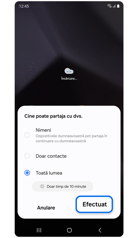 Opțiuni pentru a selecta cine poate partaja fișiere cu tine.