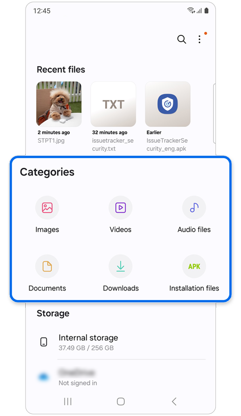 My files home screen.