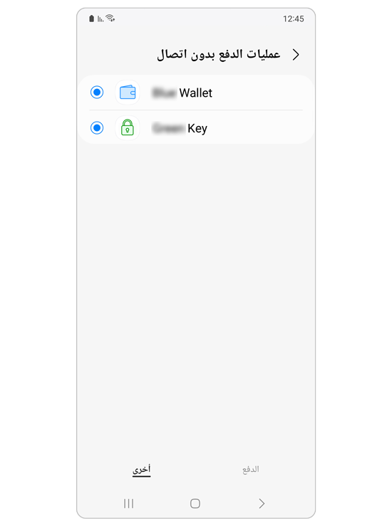 تطبيقات الدفع في علامة التبويب "أخرى".