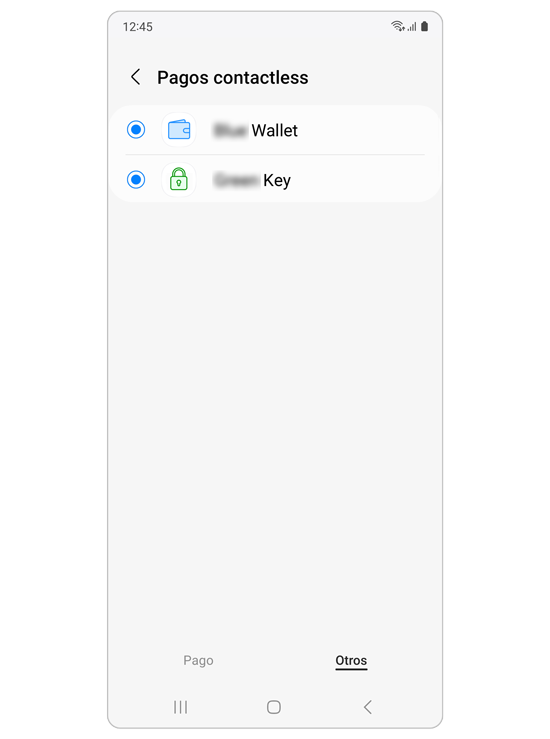 Aplicaciones de pago en la pestaña Otros.