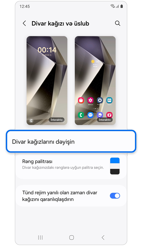 Divar kağızı və üslub stil ana ekranı