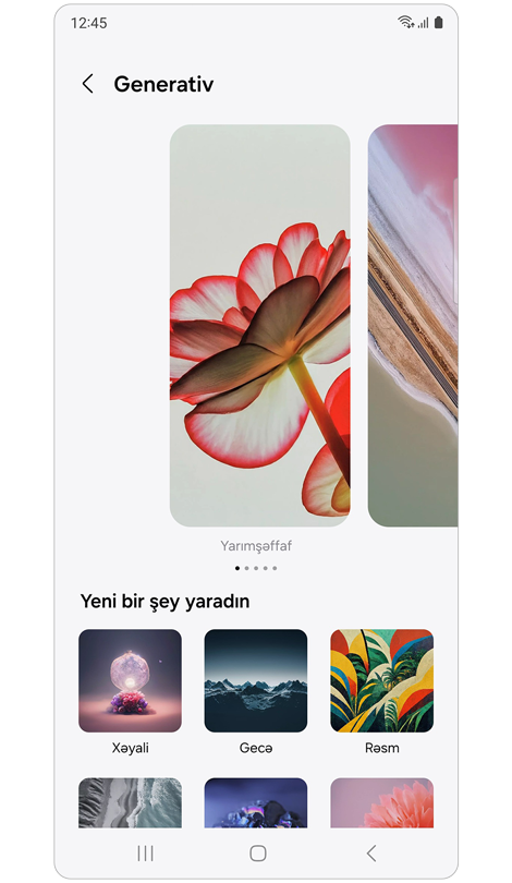 Generativ divar kağızı kateqoriyası ekranı