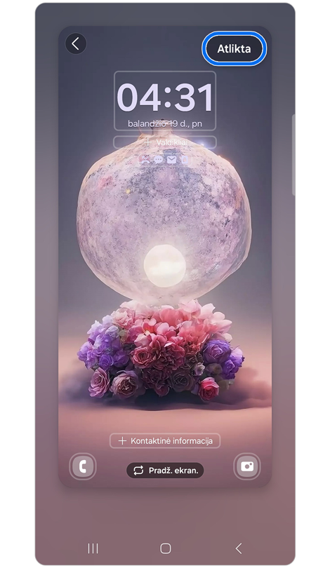 Ekrano fono vaizdo išvaizdos patikros ekranas