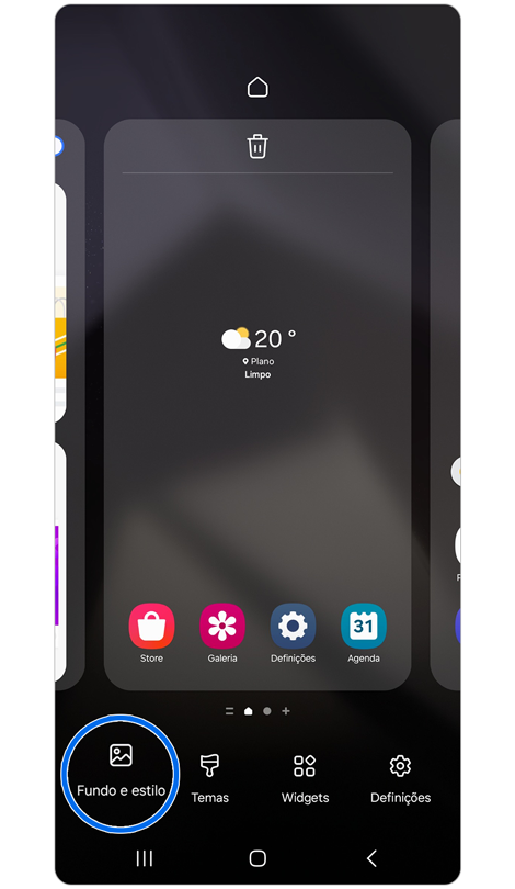 Selecionar o ícone Fundo e estilo