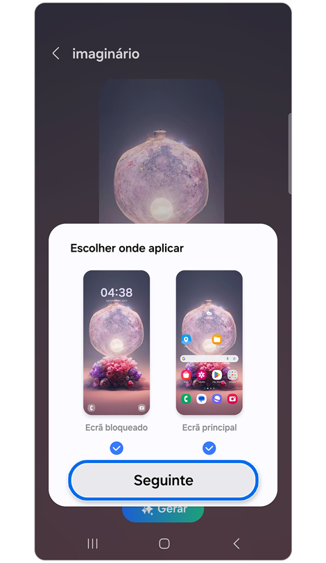 Janela pop-up para selecionar onde pretende aplicar a imagem.