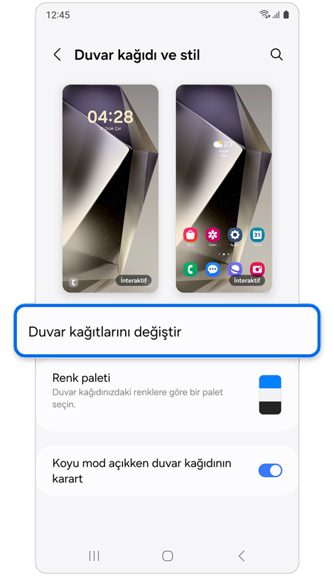 Duvar kağıdı ve stil ana ekranı