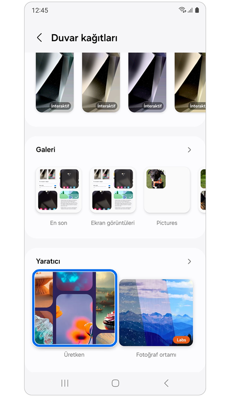 Duvar kağıdı kategorisi ekranı