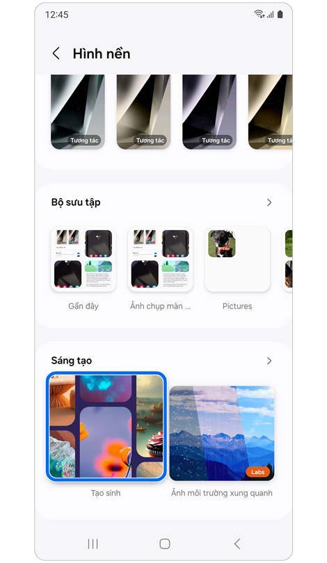 Màn hình danh mục hình nền