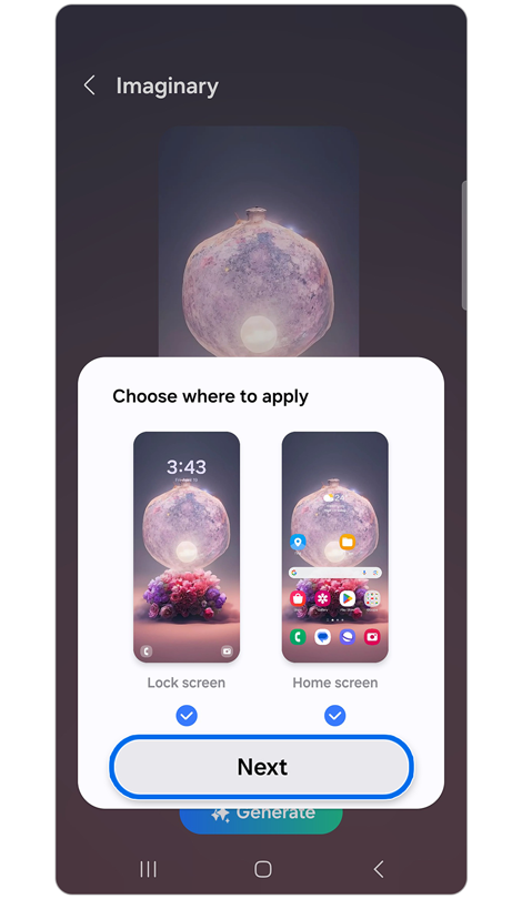Popup window to select where to apply the image