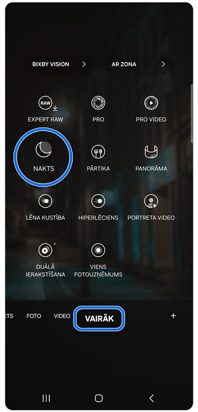 Kameras režīmu karuselis