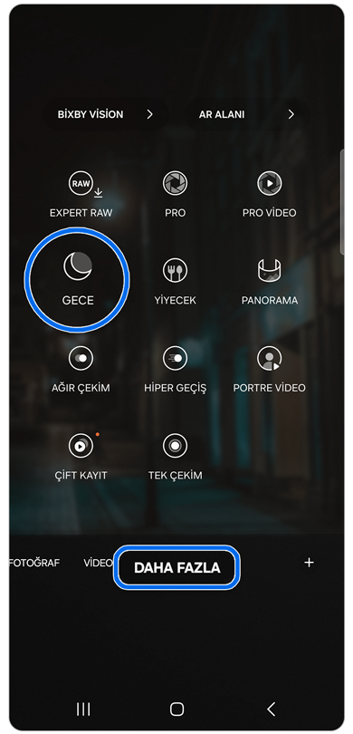 Kamera modu seçenekleri
