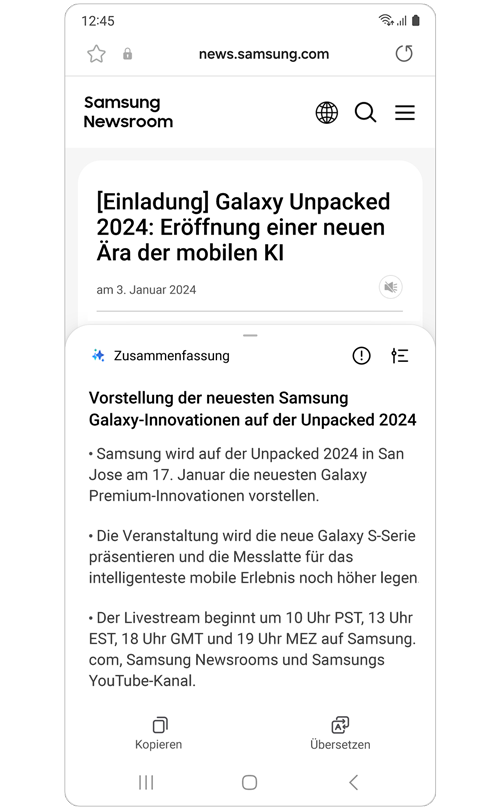 Zusammenfassung eines Samsung News-Artikels.