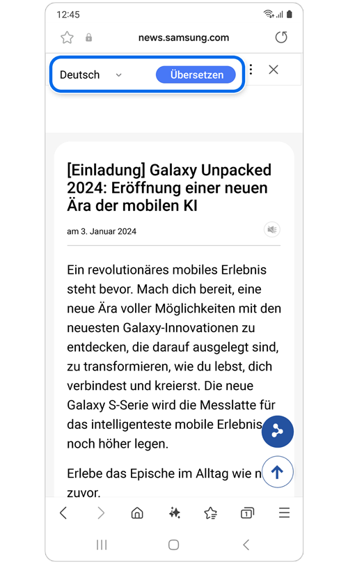 Menü zur Auswahl der Sprachen, in die der Artikel übersetzt werden soll.