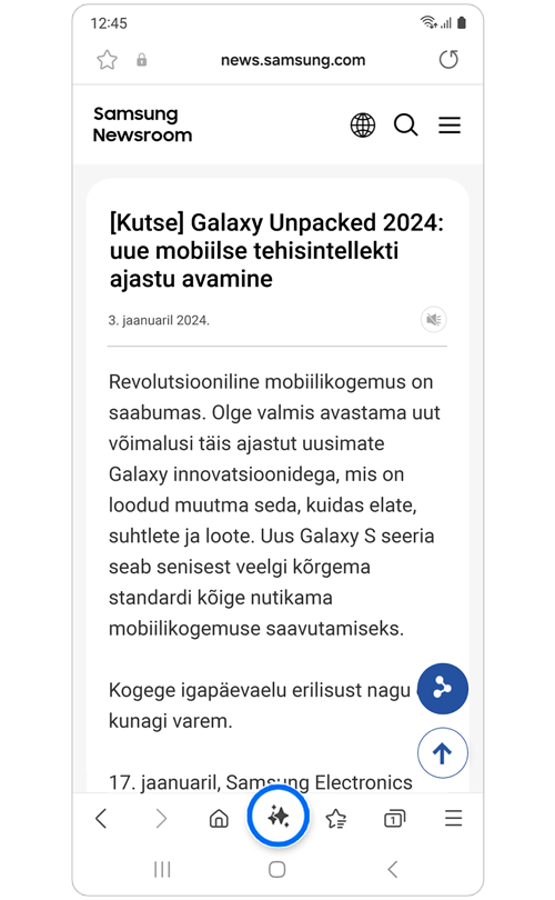 Samsungi uudiste artikkel