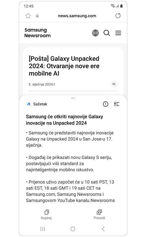 Sažeti članak sa Samsung vijestima