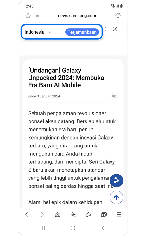 Daftar tarik-turun bahasa untuk menerjemahkan artikel.