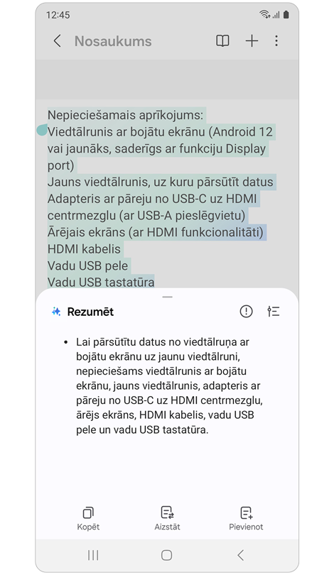 Uznirstošais logs ar piezīmes rezumējumu