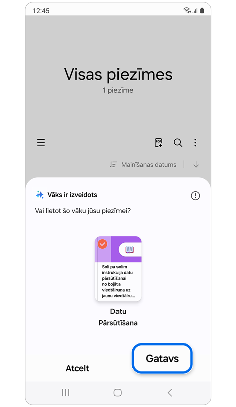 Uznirstošais logs ieteiktā vāka piemērošanai.