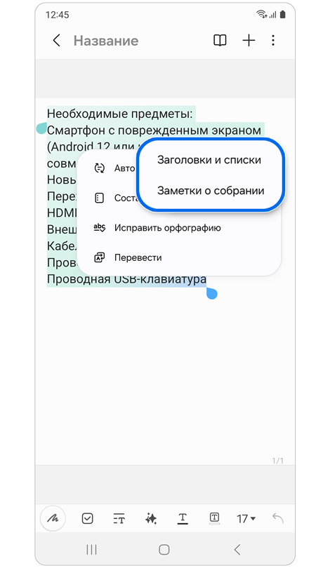 Дополнительное всплывающее окно с параметрами автоматического форматирования