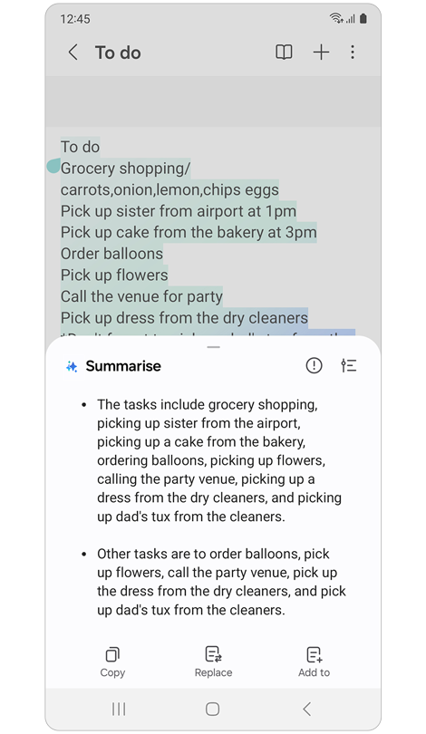 A popup window with a summary of the note