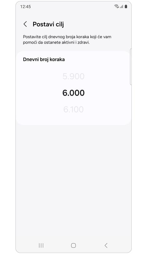 Postavljanje dnevnog cilja koraka na zaslonu.