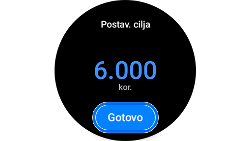 Zaslon za postavljanje cilja koraka.