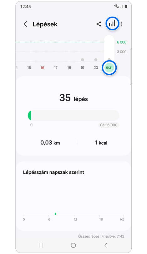 Samsung Health lépésszámláló.