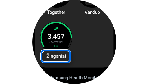 Ekranas su plytele Žingsniai.