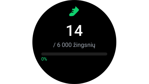 Ekranas, kuriame rodoma, kiek žingsnių nueita šiandien.