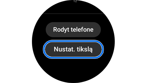 Mygtukas „Nustat. tikslą“ valdiklyje „Žingsniai“.