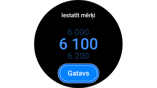 Ekrāns soļu mērķa iestatīšanai.