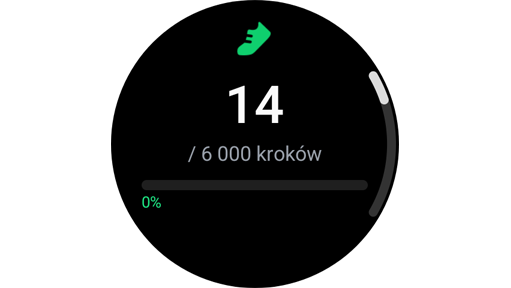 Ekran pokazujący, ile kroków zostało dzisiaj wykonanych.