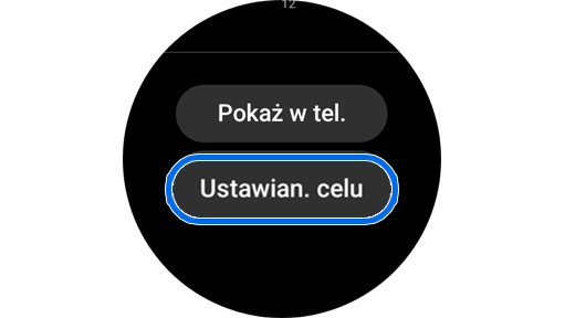 Przycisk "Ustawian. celu" w widżecie Kroki.