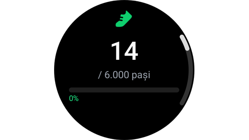 Ecran care arată câți pași au fost parcurși astăzi.