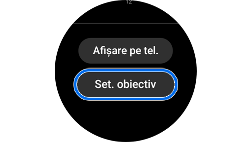 Butonul „Set. obiectiv” din widgetul Pași.
