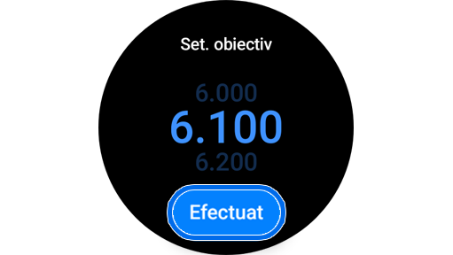 Ecran pentru setarea obiectivului de pași.