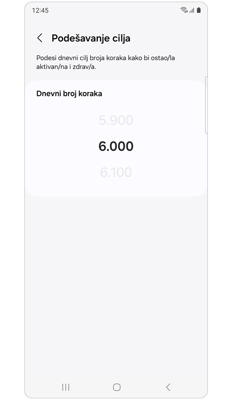 Postavljanje dnevnog cilja koraka na ekranu.